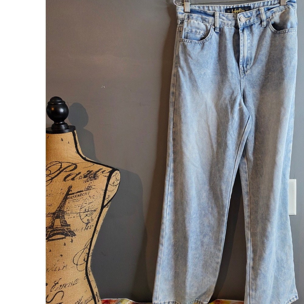 Indigo Rein High Waisted Wide Leg Jeans Light Acid Wash Blue Size 7 W27 L30